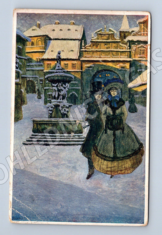 Pohlednice Praha zimní motiv (M19410)