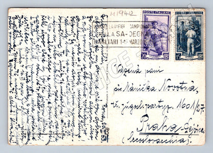 Pohlednice portrét ženy s růží Itálie zasláno do ČSR (M19412)