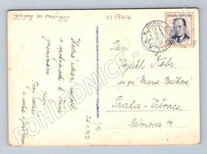 Pohlednice ČSR fialové květiny malý formát fran s razítkem (M19414)