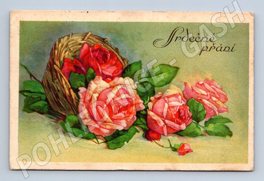 Pohlednice Srdečné přání růže ČSR 1927 (M19427)