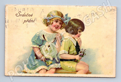 Pohlednice Srdečné přání děti malý formát ČSR (M19432)