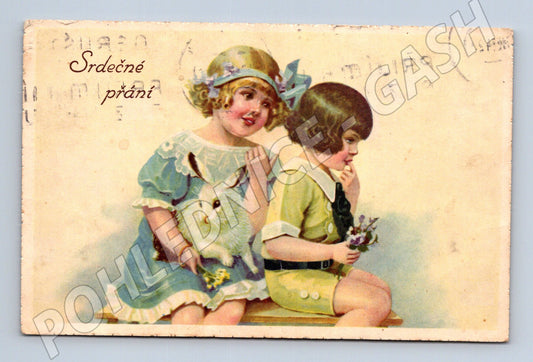 Pohlednice Srdečné přání děti malý formát ČSR (M19432)