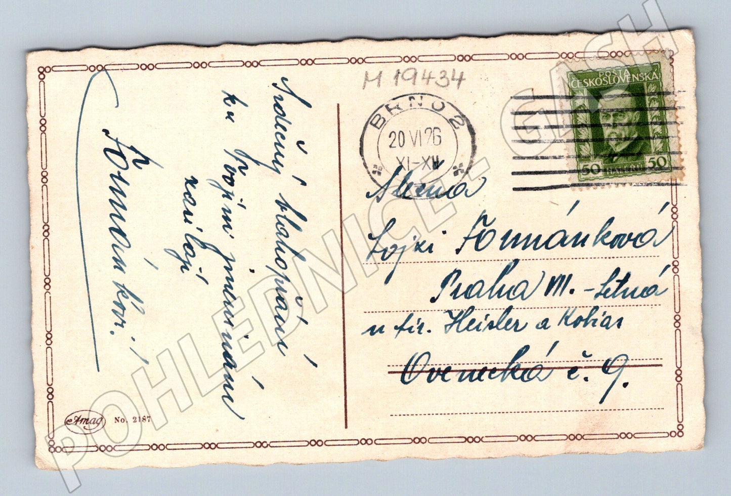 Pohlednice Srdečné Přání květiny 1926 ČSR malý formát (M19434)