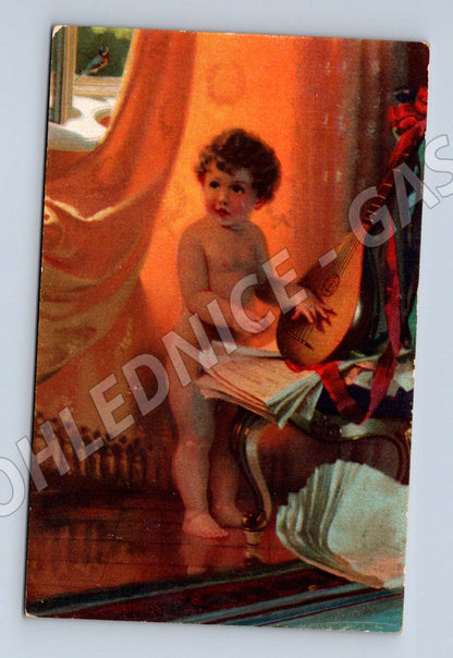 Pohlednice Putto hrající na loutnu Meister der Farbe (M19436)