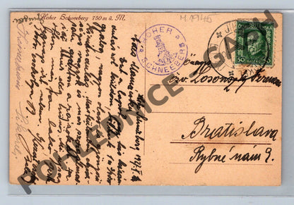 Pohlednice Hoher Schneeberg rozhledna odeslaná zn (M1945)