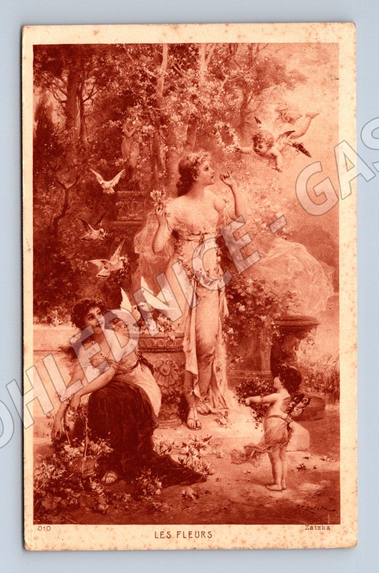 Pohlednice Les Fleurs malířský motiv secesní 1929 (M19450)