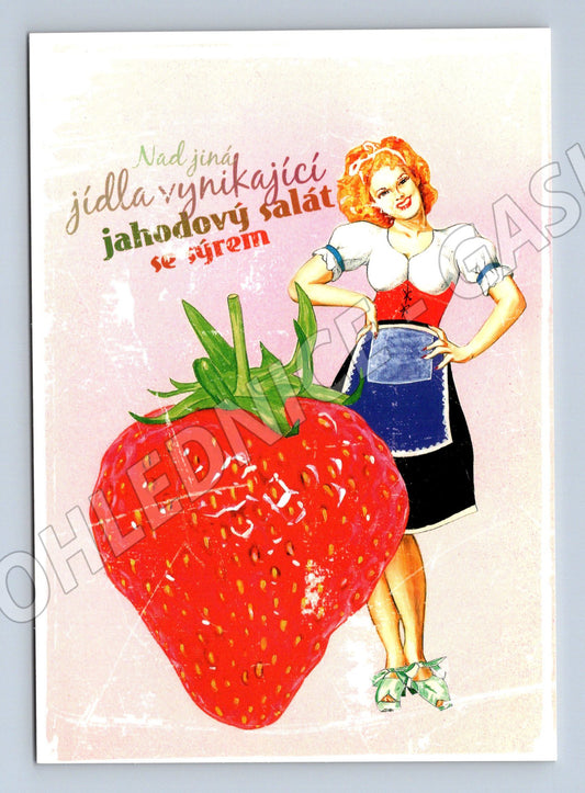 Pohlednice s receptem jahodový salát se sýrem (M19464)