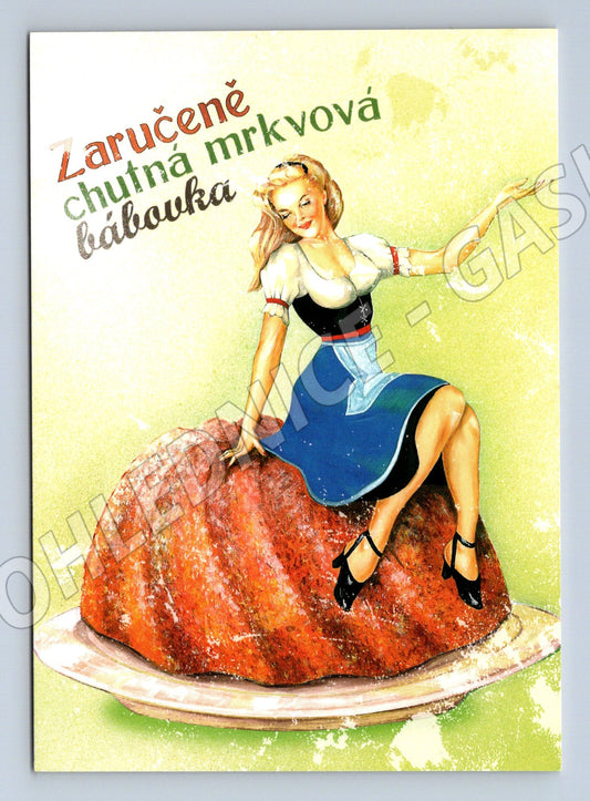 Pohlednice s receptem na mrkvovou bábovku pin-up motiv (M19466)