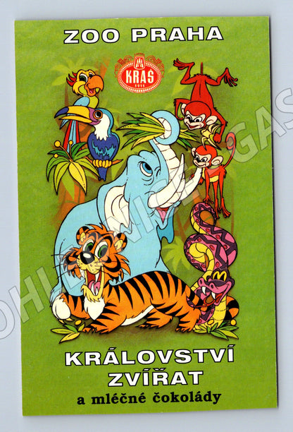 Pohlednice Království zvířat ZOO Praha ilustrace čokoláda Krá (M19474)