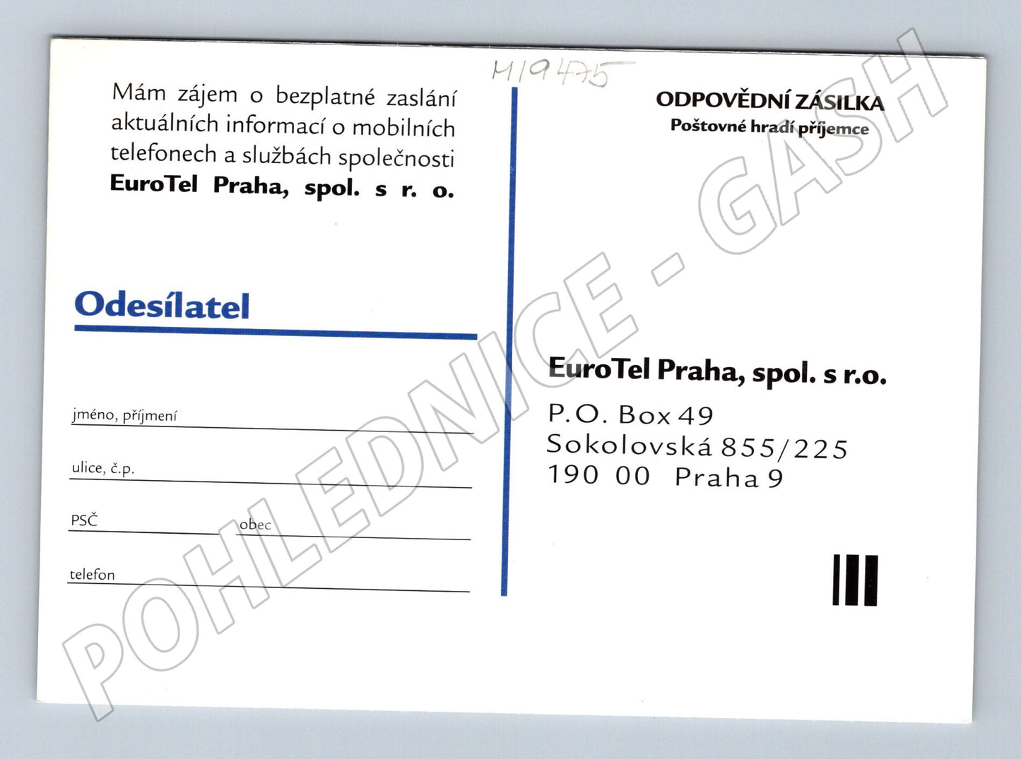 Pohlednice EuroTel historické letadlo HANSA (M19475)