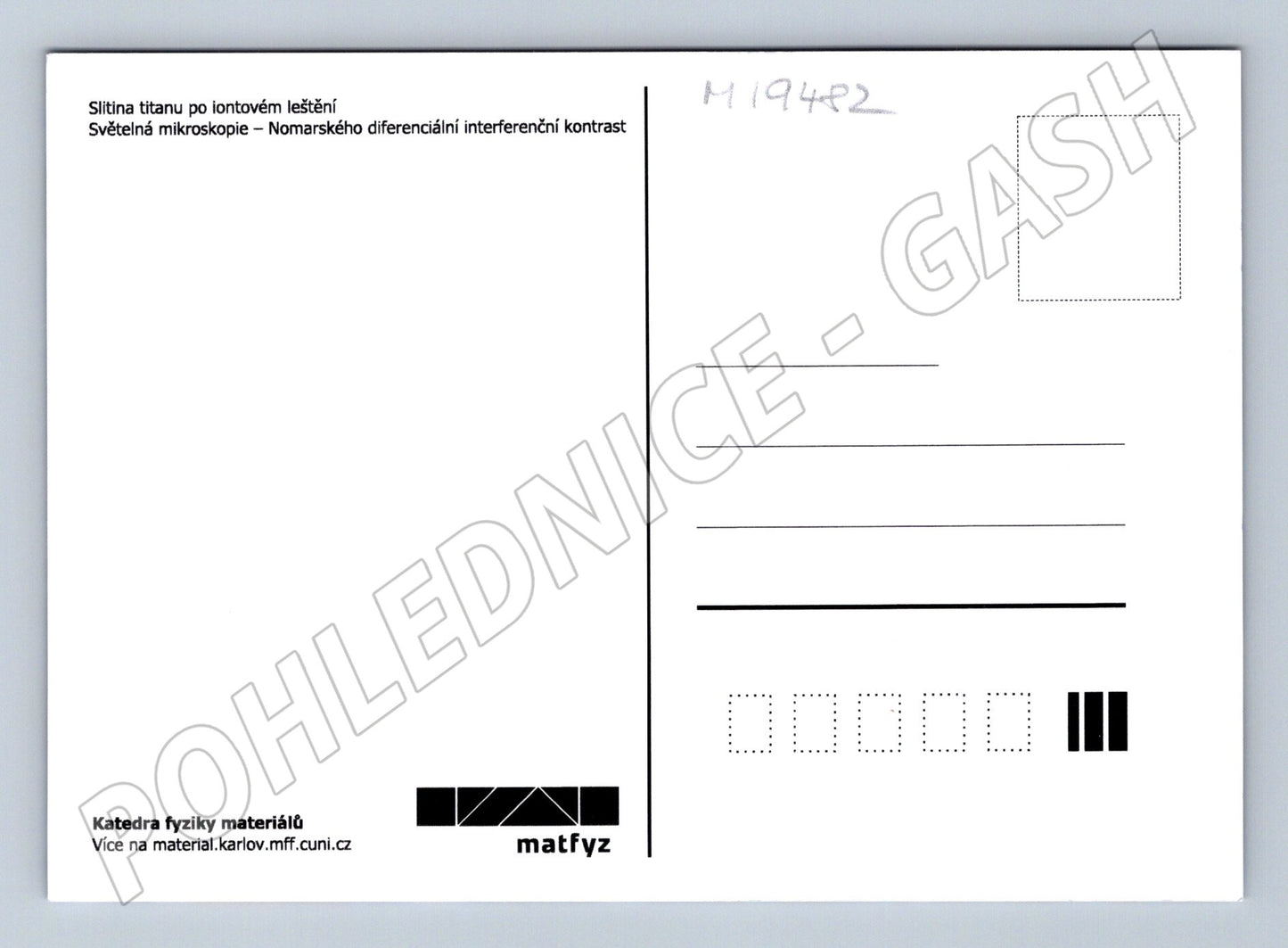 Pohlednice Vědecká mikroskopie slitiny titanu Matfyz UK (M19482)