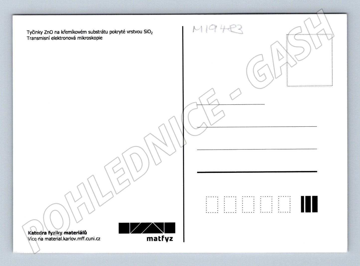 Pohlednice Vědecká ZnO tyčinky transmisní elektronová mikrosk (M19483)