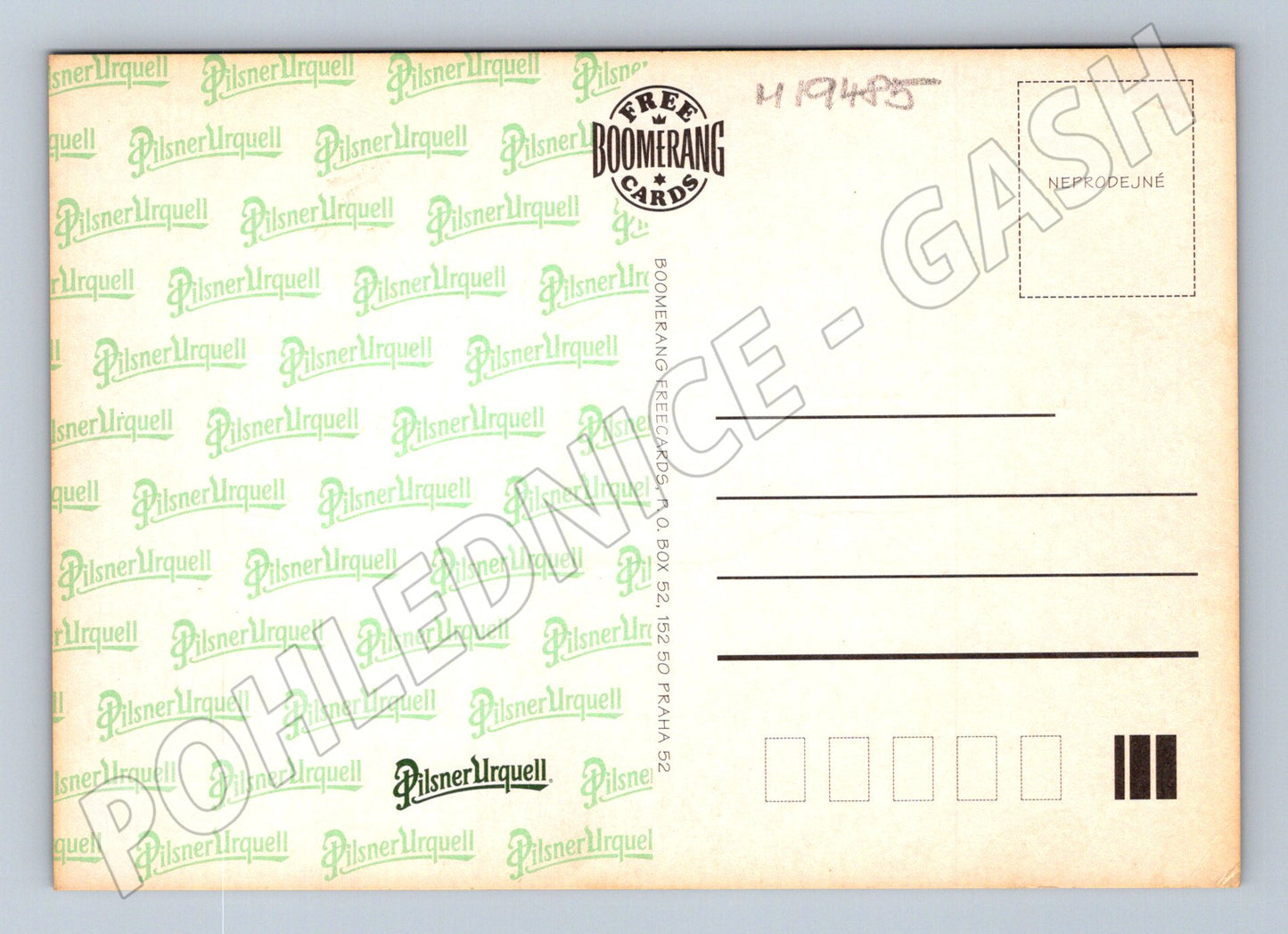 Pohlednice Pilsner Urquell Čas rozbalit dárky Boomerang Freec (M19485)