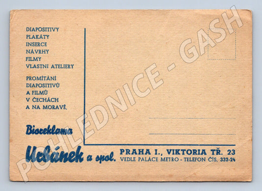 Pohlednice Bioreklama Ucbánek Praha malý formát (M19488)