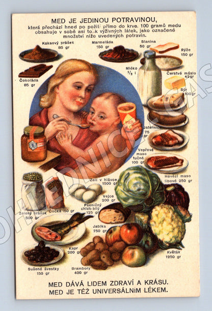 Pohlednice Propagační med jako univerzální potravina a lék ČS (M19490)