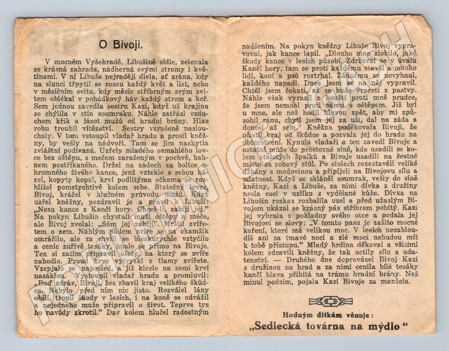 Pohlednice O Bivoji Sedlecká továrna na mýdlo české pověsti (M19494)
