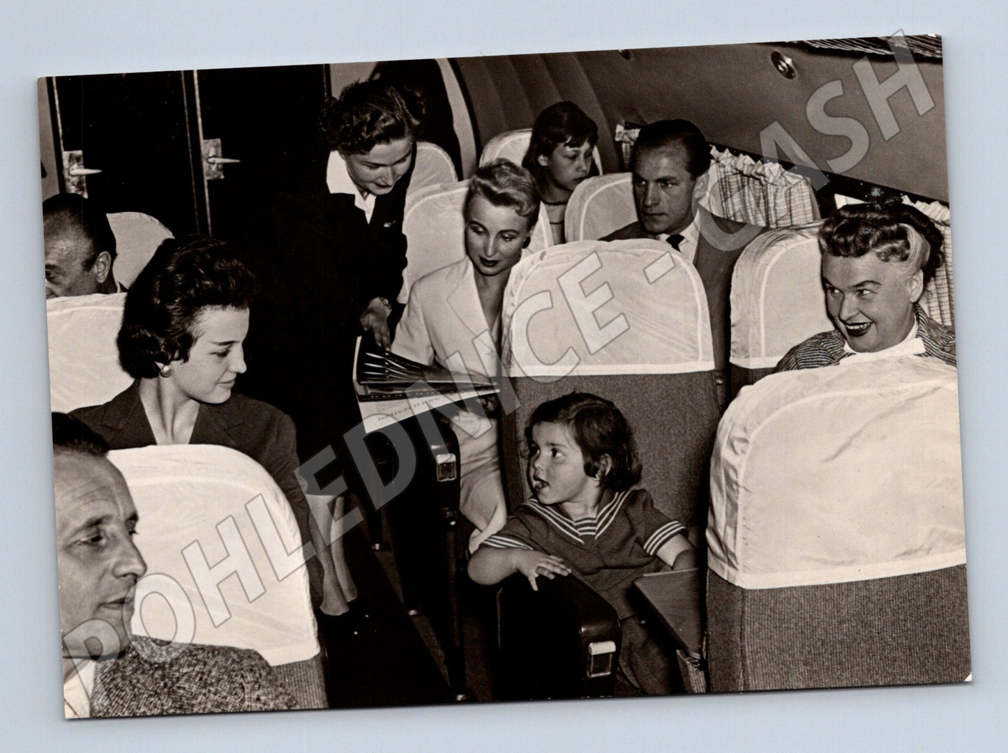 Pohlednice ČSA IL 14 interiér letadla Orbis Praha (M19501)