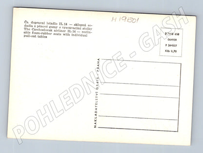 Pohlednice ČSA IL 14 interiér letadla Orbis Praha (M19501)