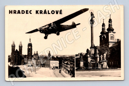 Pohlednice Hradec Králové letadlo 1954 (M19504)