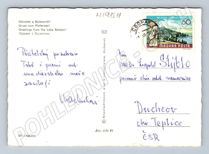 Pohlednice Balaton Maďarsko loď kostel známka (M19511)