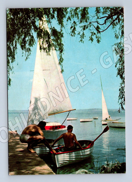 Pohlednice Balaton plachetnice vodní sporty zaslaná 70. léta (M19512)