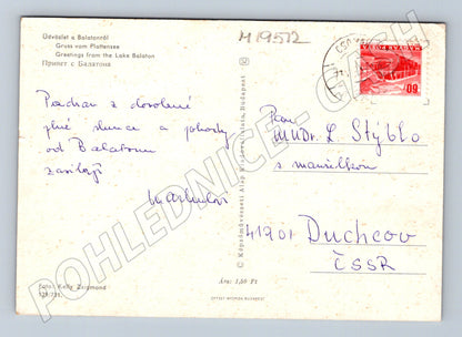 Pohlednice Balaton plachetnice vodní sporty zaslaná 70. léta (M19512)