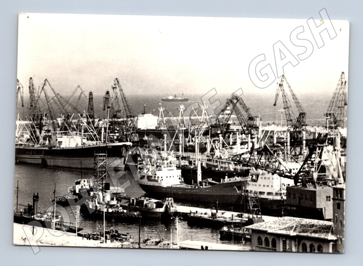 Pohlednice Konstanca obchodní přístav lodě jeřáby Rumunsko (M19518)