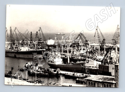 Pohlednice Konstanca obchodní přístav lodě jeřáby Rumunsko (M19518)