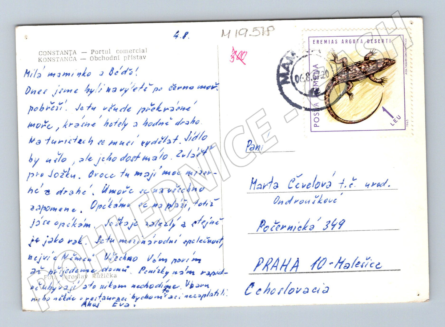 Pohlednice Konstanca obchodní přístav lodě jeřáby Rumunsko (M19518)