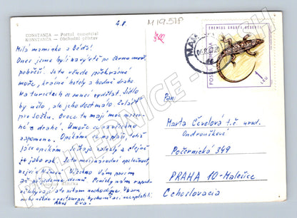 Pohlednice Konstanca obchodní přístav lodě jeřáby Rumunsko (M19518)