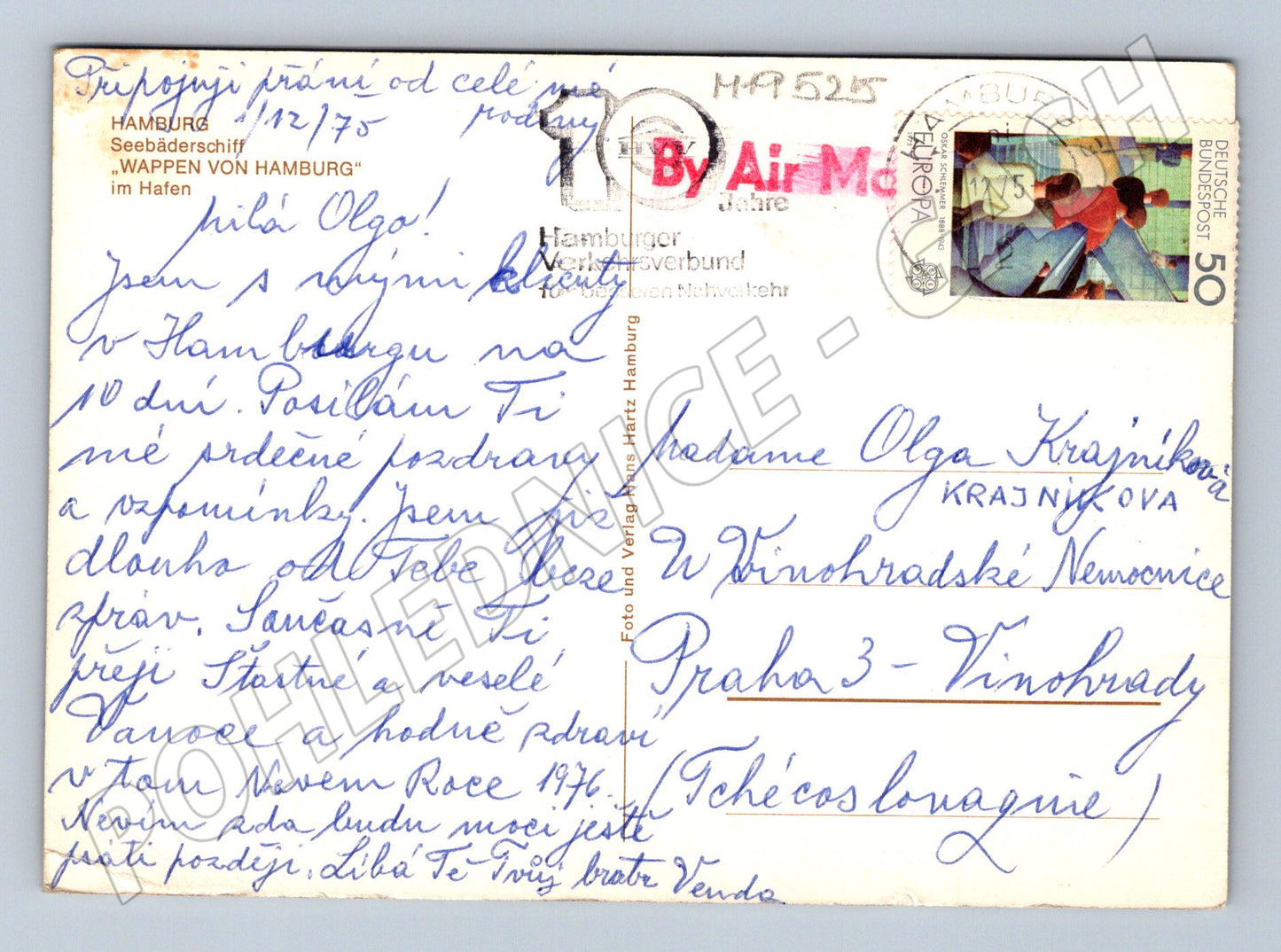 Pohlednice Wappen von Hamburg noční přístav (M19525)