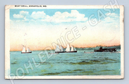 Pohlednice Boat Drill Annapolis MD lodě USA zaslaná do Českos (M19531)