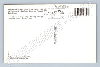 Pohlednice Panama Canal nákladní lodě v Mirafloreských zdymad (M19534)