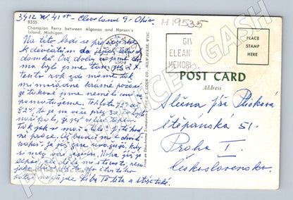 Pohlednice Michigan USA lodě přístav zaslaná do ČSSR (M19535)