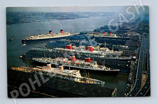 Pohlednice New York přístav Queen Elizabeth Queen Mary lodě (M19536)
