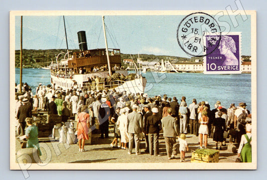Pohlednice Švédská parník přístav Marstrand razítko Göteborg  (M19541)
