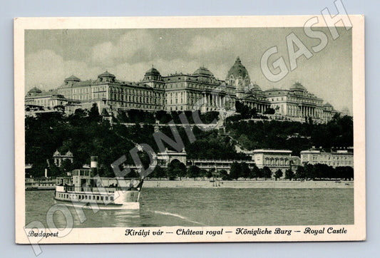Pohlednice Budapešť Královský hrad říční loď historická (M19544)