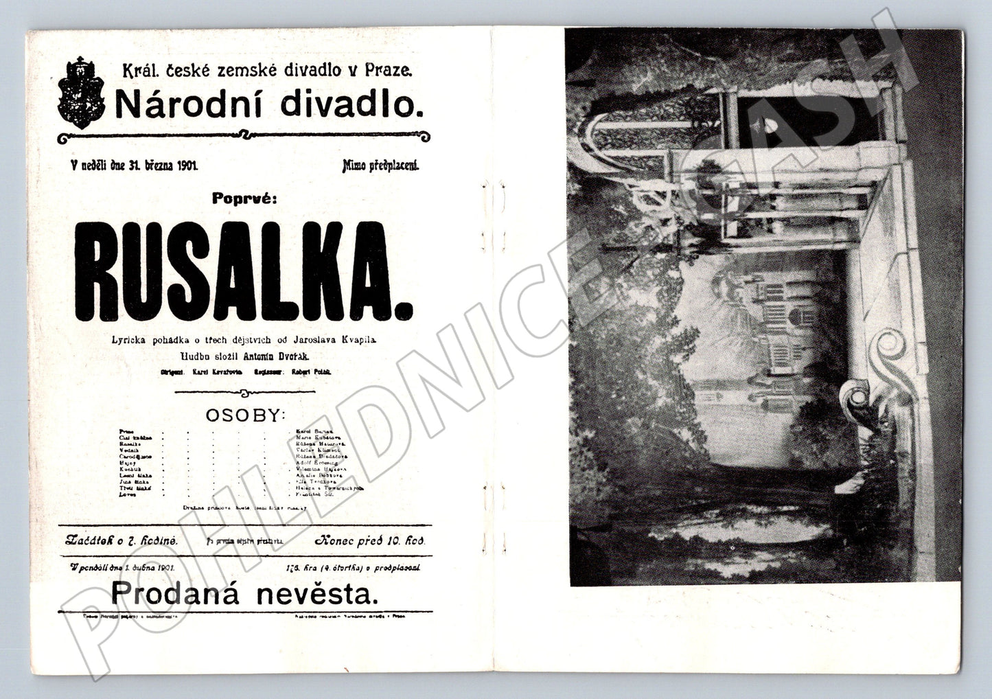Pohlednice Antonín Dvořák Rusalka Národní divadlo Praha 1901 (M19557)