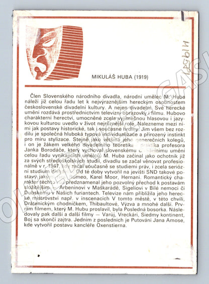 Pohlednice Mikuláš Huba slovenský herec národní umělec biogra (M19581)