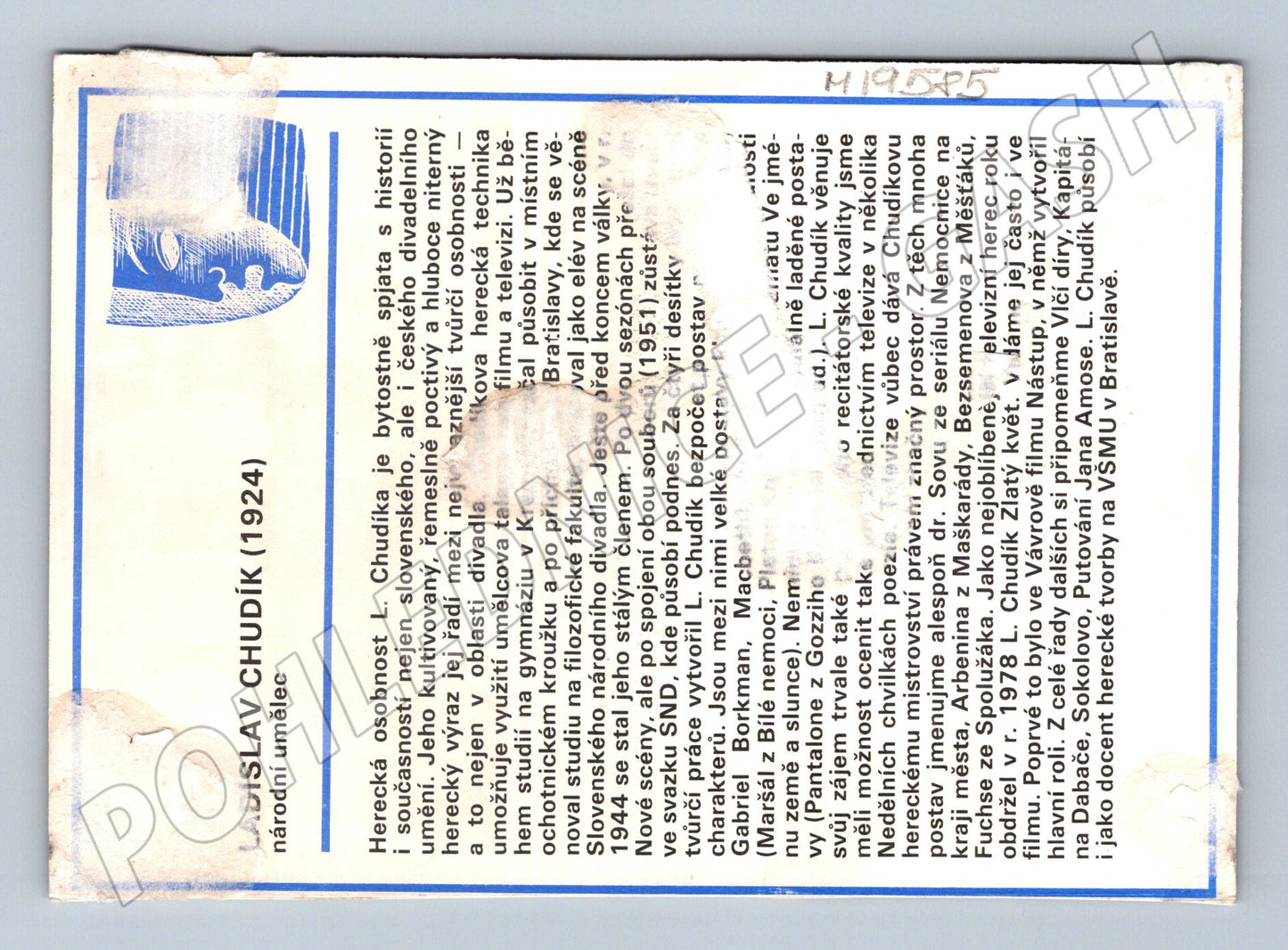 Pohlednice Ladislav Chudík herec národní umělec (M19585)