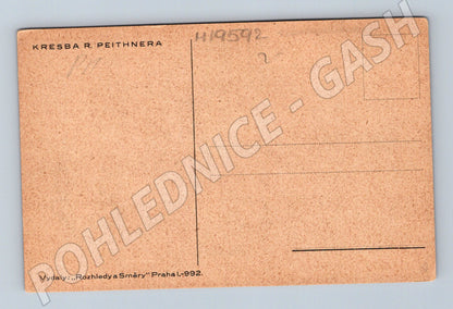 Pohlednice Hana Kvapilová portrét kresba R Peithnera 1892 (M19592)