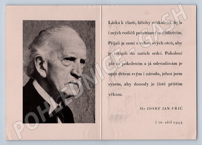 Pohlednice Dr Josef Jan Frič portrét a citát (M19613)