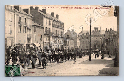 Pohlednice Limoges kasárna vojenský průvod Francie (M19622)