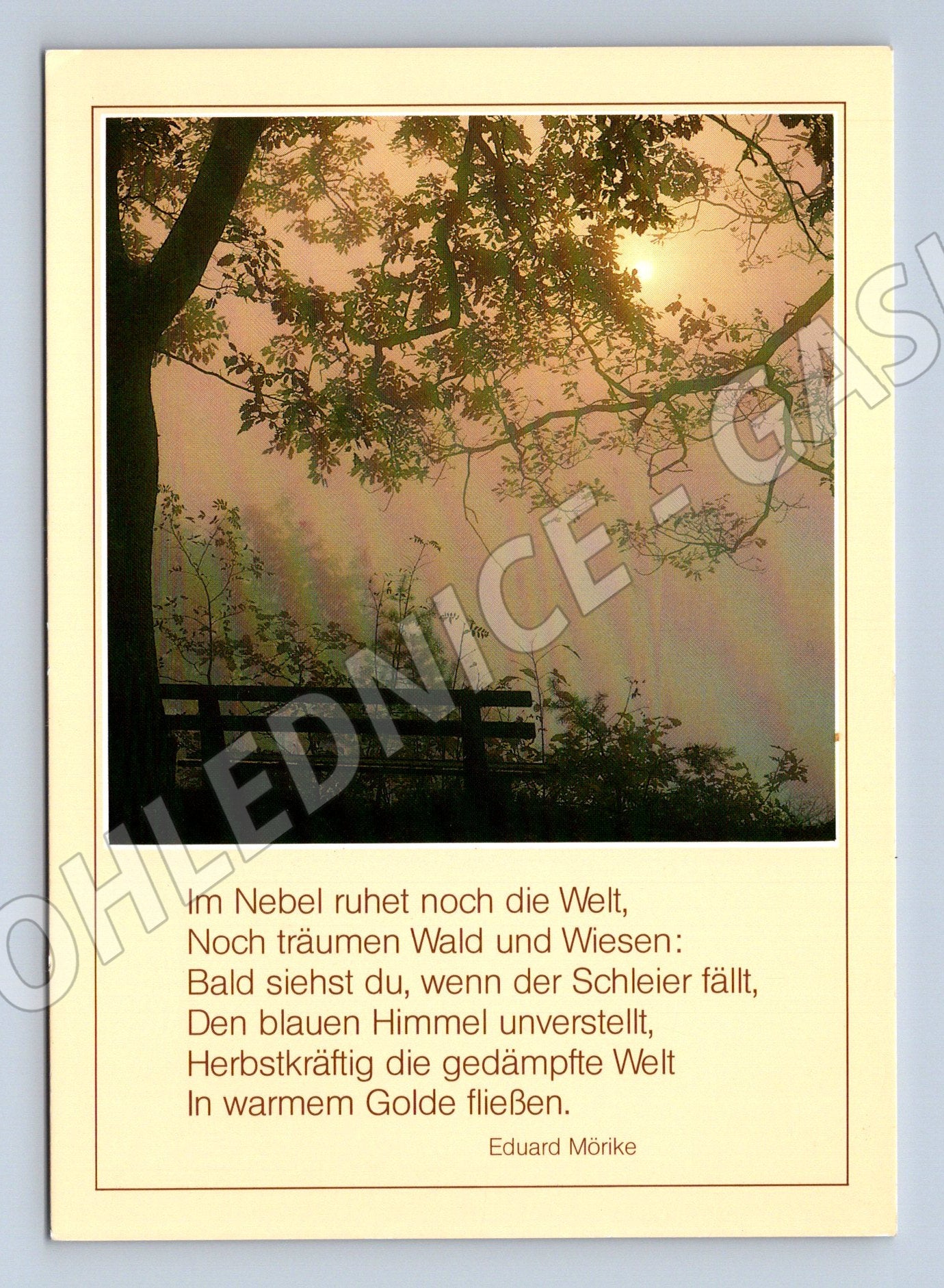 Pohlednice s německou básní Eduard Mörike mlhavá krajina (M19634)