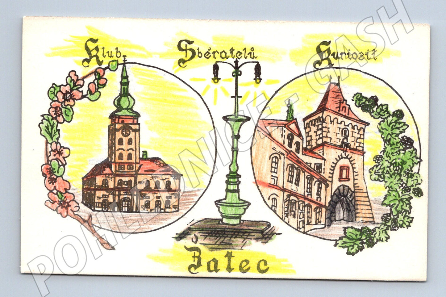 Pohlednice Žatec kreslená Klub sběratelů kuriozit nepoužitá (M19635)