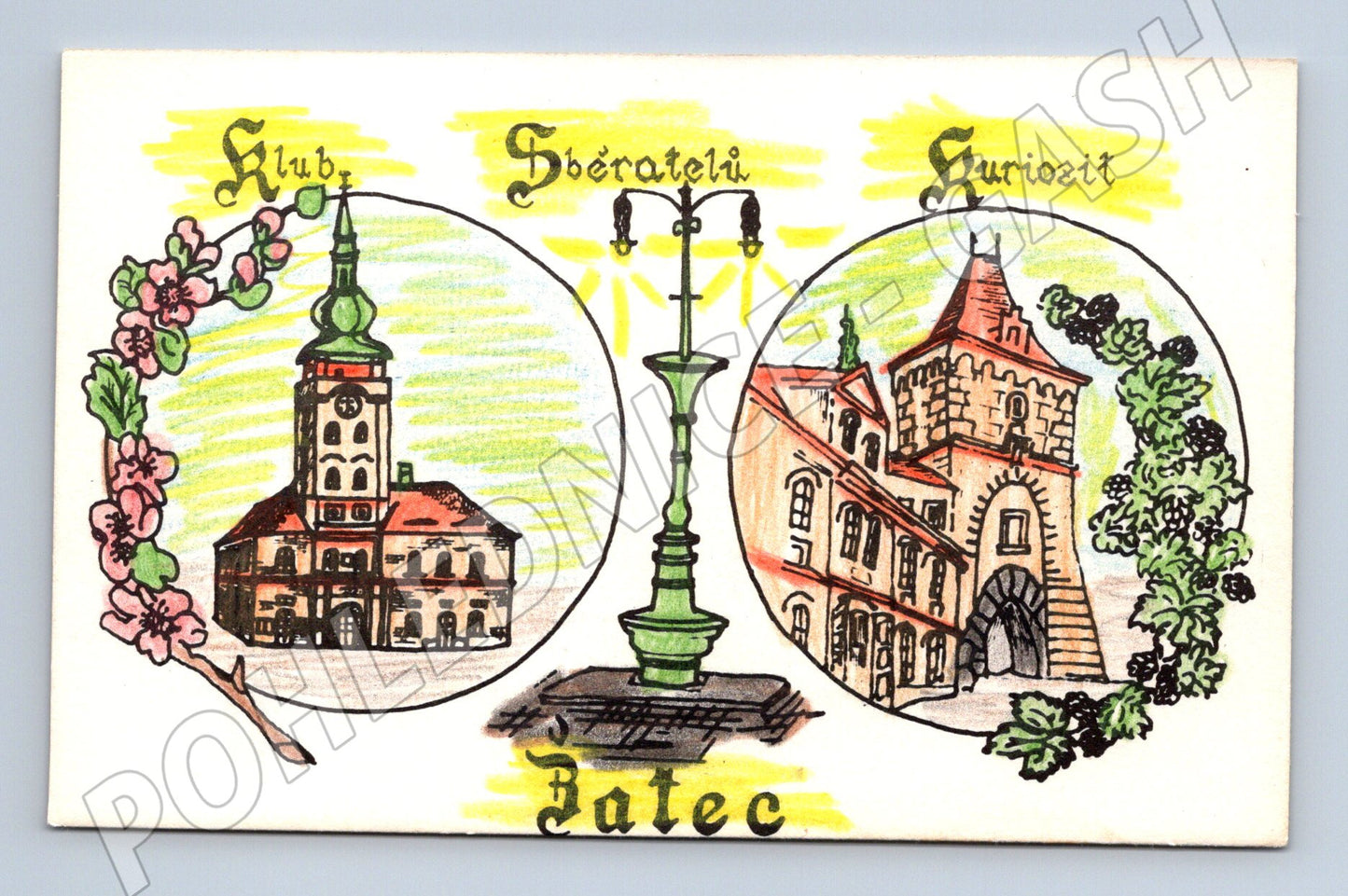 Pohlednice Žatec Klub sběratelů kuriozit kresba (M19636)