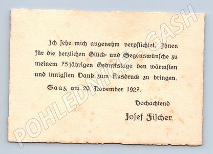 Pohlednice Poděkování k 75 narozeninám Saaz (M19639)