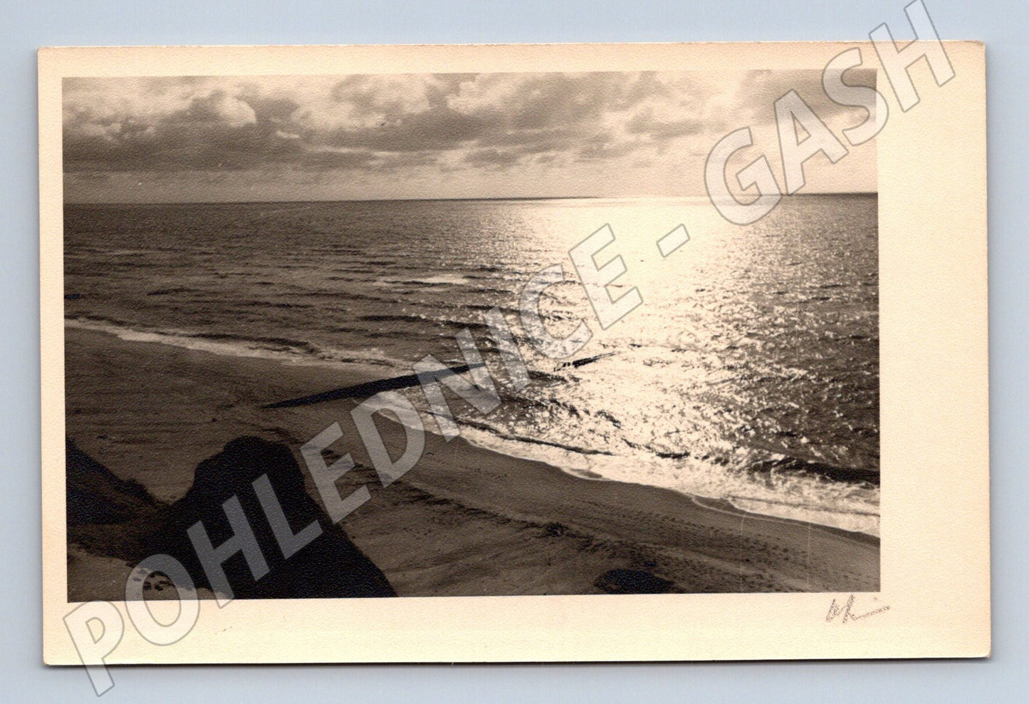 Pohlednice Sylt moře pláž Německo černobílá (M19670)