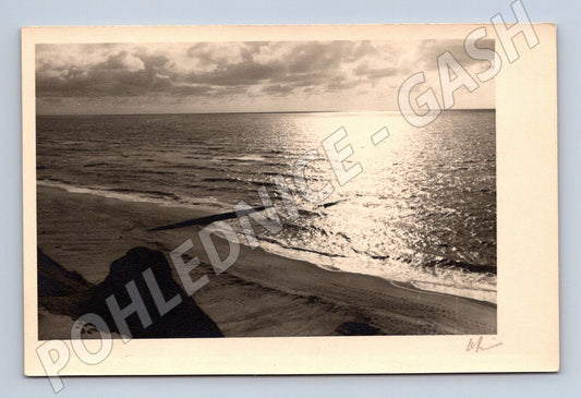 Pohlednice Sylt moře pláž Německo černobílá (M19670)