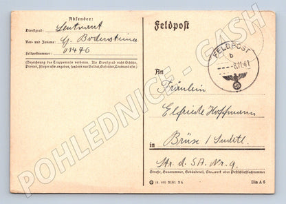 Pohlednice Feldpost SSSR 2. světová válka Sudety razítko (M19676)
